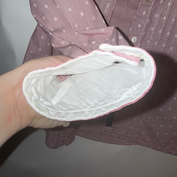 Tommy Hilfiger Stretch Size XS Pink Polka Dot Long Sleeve Fitted Dress Shirt - Picture 3 of 12